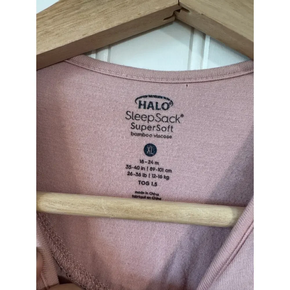 HALO SleepSack SuperSoft Bamboo Viscose Wearable Blanket Calm Pink XL 18-24M